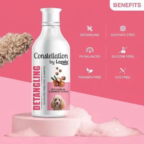 Lozalo Detangling Dog Shampoo 300 ml – Sulphate-Free with Jojoba Oil & Soapberry Extract