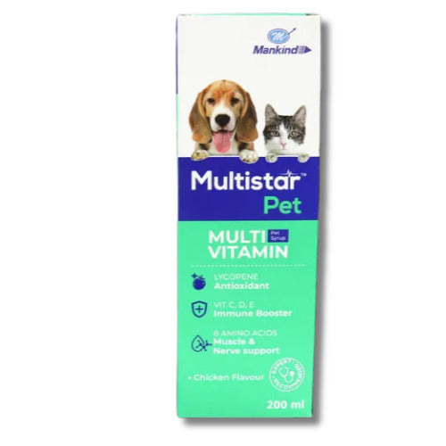 Mankind Multistar Pet Syrup Multivitamin Supplement for Dogs and Cats (200ml)