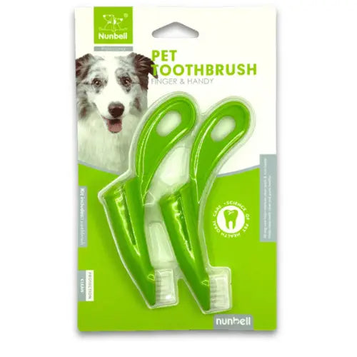 Nunbell Curved Handle Dog & Cat Toothbrush – Set of 2