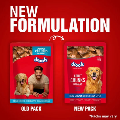 Drools Real Chicken & Chicken Liver Chunks in Gravy Adult Dog Wet Food