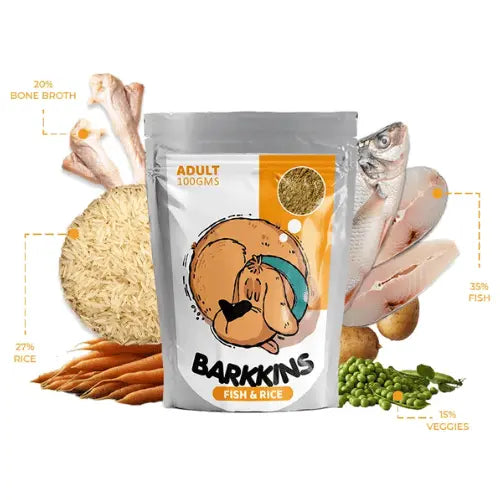 Barkkins Fish & Rice for Adult Dogs 100gm