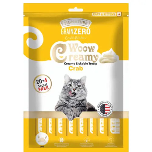 Signature Grain Zero Crab Lickable Creamy Cat Treats 24+4
