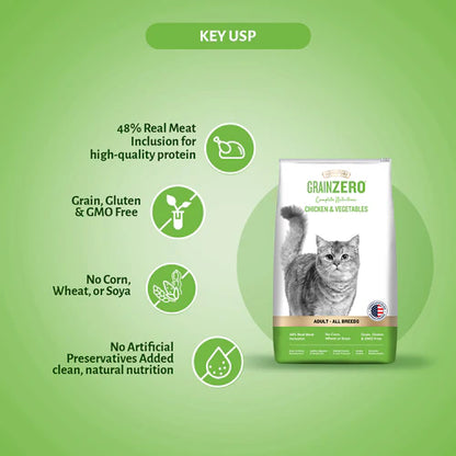 Signature Grain Zero Chicken & Vegetable Adult Cat Dry Food For All Breeds