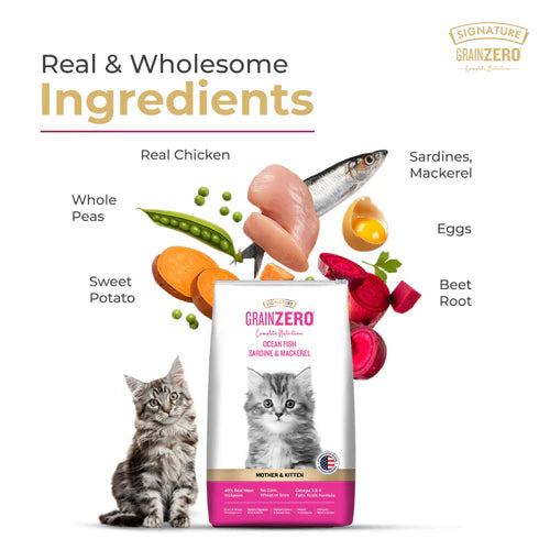 Signature Grain Zero Ocean Fish, Sardine and Mackerel Mother and Kitten Cat Dry Food