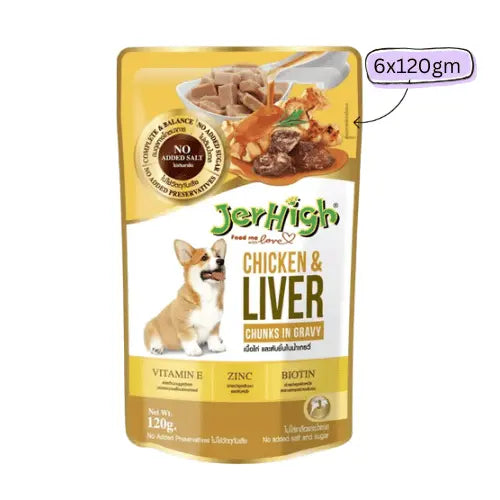 JerHigh Chicken & Liver In Gravy Adult Wet Dog Food - 120g