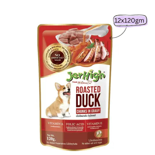 JerHigh Roasted Duck In Gravy Adult Wet Dog Food - 120g