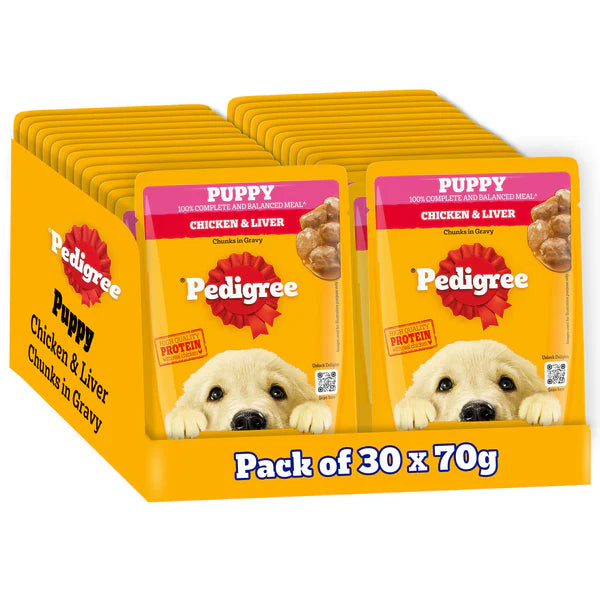 Pedigree Chicken & Liver Chunks in Gravy Puppy Wet Dog Food 70g