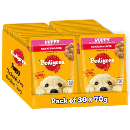 Pedigree Chicken & Liver Chunks in Gravy Puppy Wet Dog Food 70g