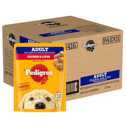 Pedigree Chicken & Liver Chunks in Gravy Adult Dog Wet Food (70g)