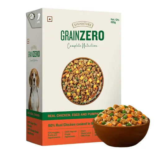 Grain Zero Dog Fresh Food Tetra Pak Real Chicken, Egg & Pumpkin for Adult & Puppy (150g)