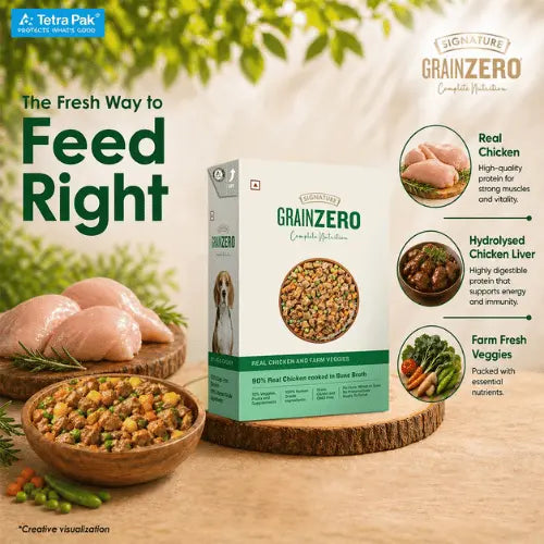 Grain Zero Dog Fresh Food Tetra Pak Real Chicken & Vegetables for Adult & Puppy (150g)