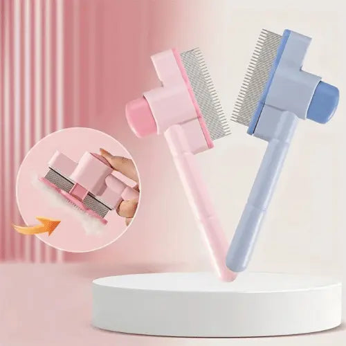 Pet Grooming Comb with Easy Release Button Slicker Brush for Dogs & Cats