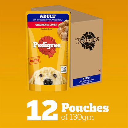 Pedigree Chicken and Liver Chunks in Gravy Adult Dog Wet Food (130g)