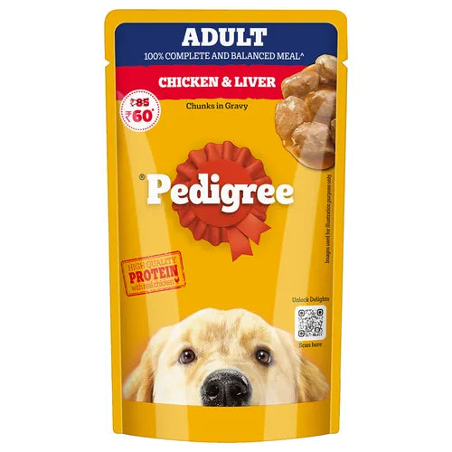 Pedigree Chicken & Liver Chunks in Gravy Adult Dog Wet Food 130g