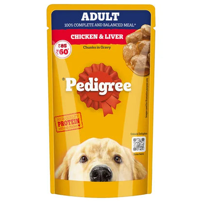 Pedigree Chicken & Liver Chunks in Gravy Adult Dog Wet Food 130g