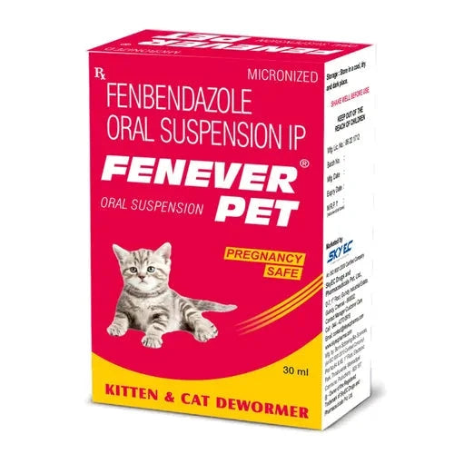 Skyec Fenever Pet Oral Suspension Dewormer (Fenbendazole) 30ml for Kitten and Cats Cat Skyec 